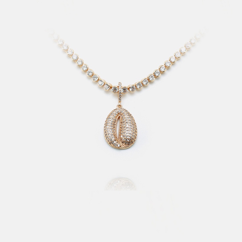 fashion shellshaped goldplated zircon necklace