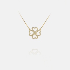 fashion four-leaf heart-shaped zircon gold-plated necklace