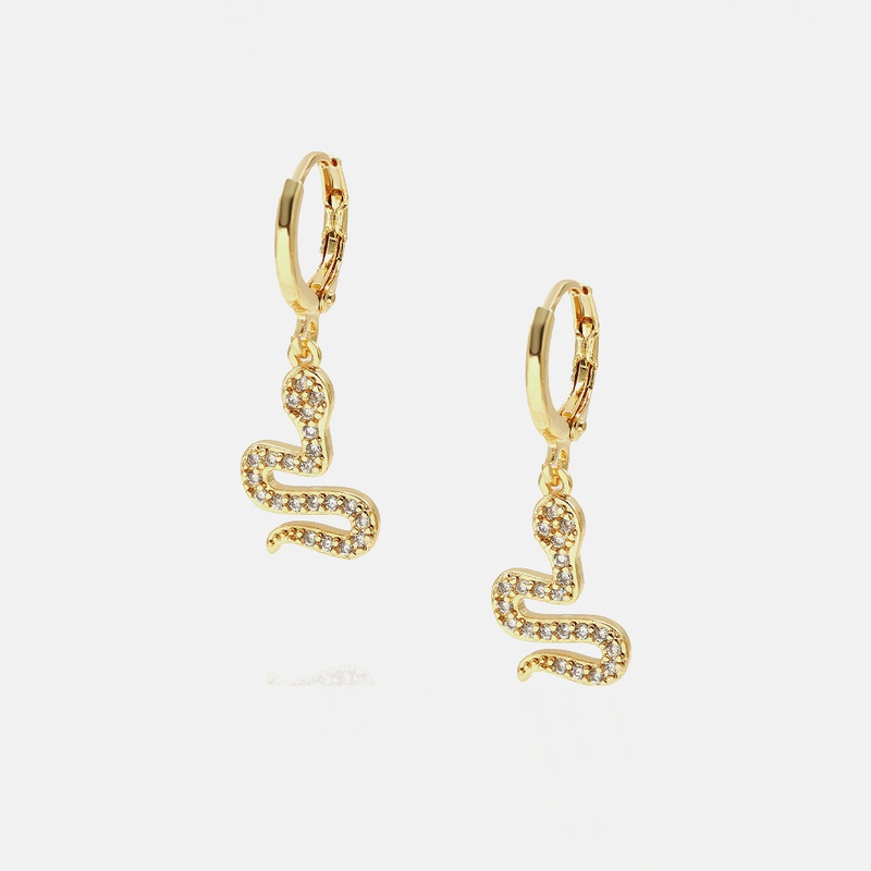fashion goldplated zircon creative snake earrings