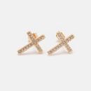 fashion simple goldplated zircon cross earringspicture8