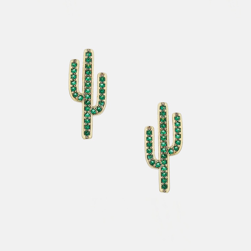 fashion zircon cactus shape earrings wholesale