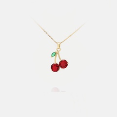 fashion cute sweet cherry pendant gold-plated necklace