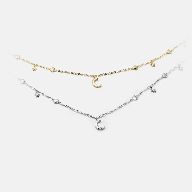 fashion star moon pendant copper necklace wholesale