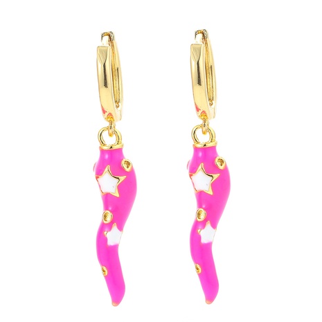 Korean dripping oil multicolor small pepper copper earrings's discount tags