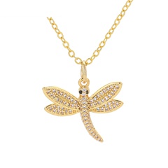 fashion dragonfly insect pendant copper necklace