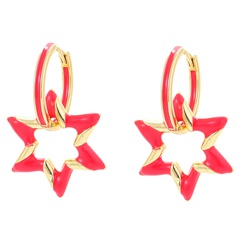 fashion oil drop color geometric star copper earrings