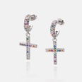 Fashion creative colored zircon cross earrings wholesalepicture13