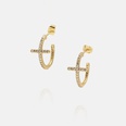 fashion simple goldplated zircon cross earrings wholesalepicture14