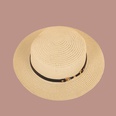 Retro black sunshade wide brim flattop straw hatpicture36