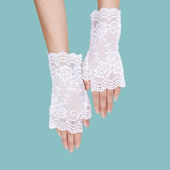 Korean style fashion pure color flower lace half-finger gloves wholesale