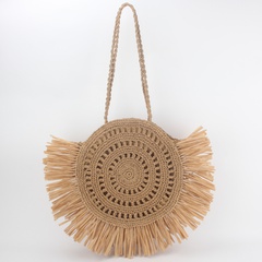 casual large-capacity fringed one-shoulder straw woven bag