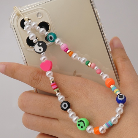 Bohemia pearl macaron color beaded phone lanyard's discount tags