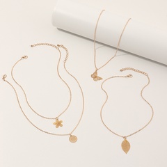 Simple star leaf geometric necklace set
