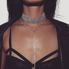Nihaojewelry exaggerated beam neck alloy multi-layer full diamond necklace Wholesale jewelry