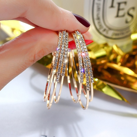 nihaojewelry fashion full diamond geometric C-shaped earrings wholesale jewelry's discount tags