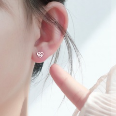 nihaojewelry simple hollow heart-shaped s925 silver earrings wholesale jewelry