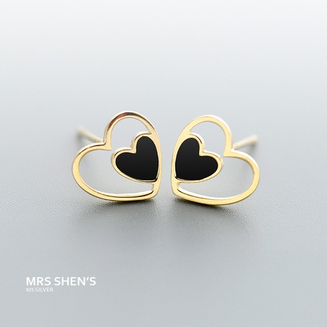nihaojewelry korean double heart-shaped 925 silver earrings wholesale jewelry's discount tags