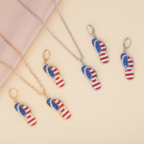 Nihaojewelry wholesale jewelry new American flag slippers necklace's discount tags