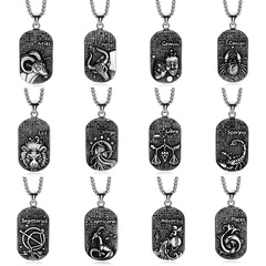 Nihaojewelry jewelry wholesale stainless stesel ancient Greek twelve constellation pendant necklace