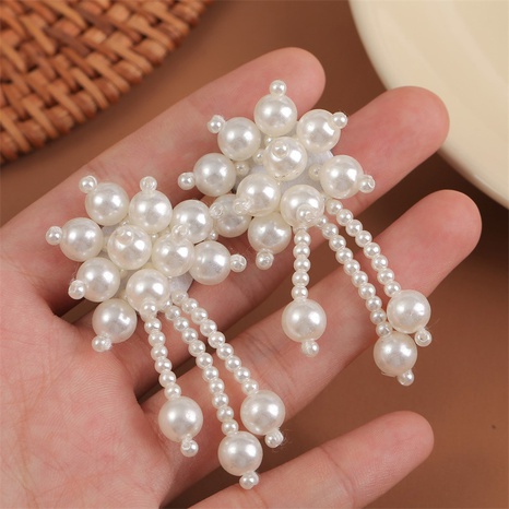 Nihaojewelry jewelry wholesale simple handmade pearl flower earrings's discount tags