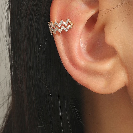 wholesale jewelry diamond wave line copper ear clip Nihaojewelry's discount tags