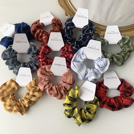 wholesale accessories plaid cloth hair scrunchies Nihaojewelry's discount tags