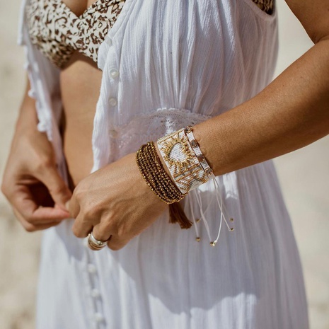 Nihaojewelry ethnic style crystal Miyuki beads hand-woven heart bracelet set Wholesale jewelry's discount tags