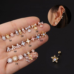 nihaojewelry fashion screw ball inlaid zircon stainless steel stud earrings single wholesale jewelry