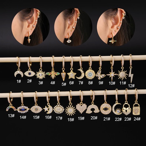 nihaojewelry fashion irregular micro-inlaid zircon stainless steel earrings single wholesale jewelry's discount tags