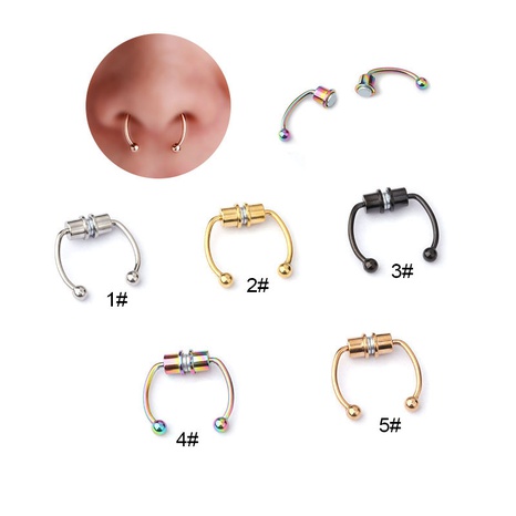 Single wholesale jewelry fashion stainless steel magnetic nose ring nihaojewelry NHEN377024's discount tags