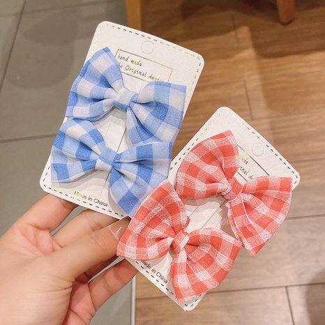 wholesale accessories plaid bow chiffon hair clip Nihaojewelry's discount tags