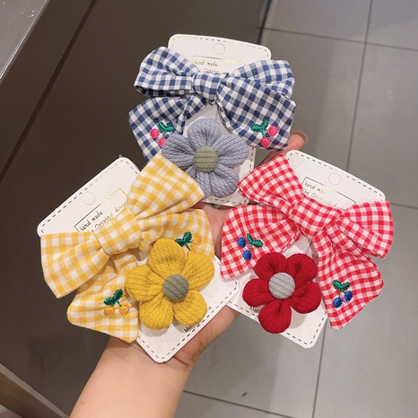 wholesale accessories plaid bow flower cloth hairpin Nihaojewelry's discount tags