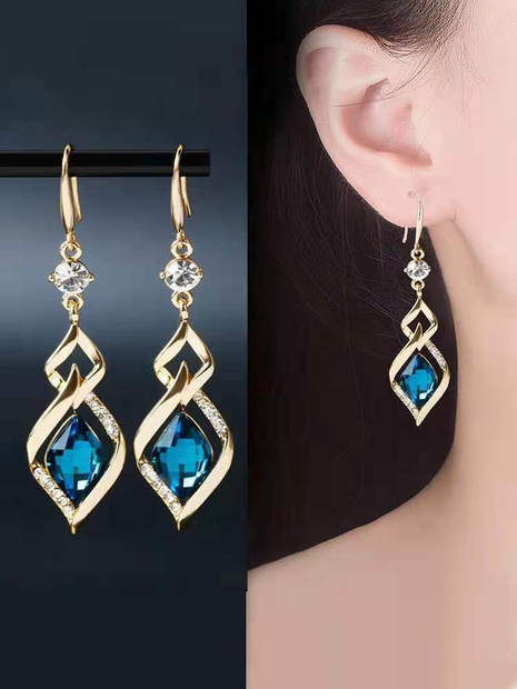 Nihaojewelry jewelry wholesale new geometric rhombus blue crystal earrings's discount tags