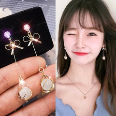Nihaojewelry style coréen bowknot opale longues boucles d'oreilles gland bijoux en gros