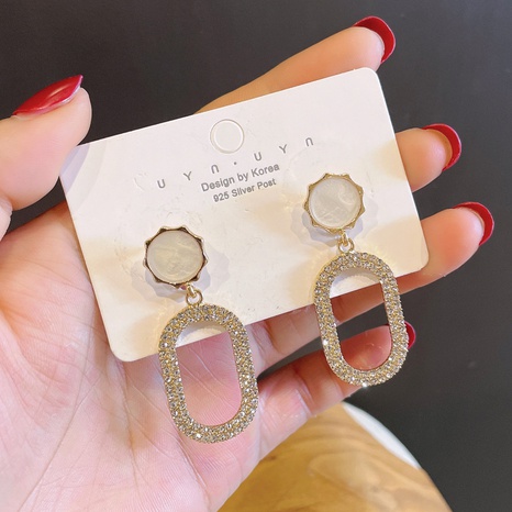 nihaojewelry simple long hollow geometric diamond earrings wholesale jewelry's discount tags