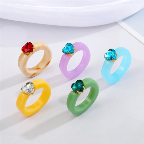 joyería al por mayor del anillo del corazón de la resina del diamante del color del caramelo de la moda de nihaojewelry's discount tags
