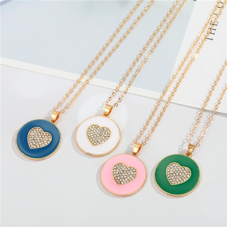 Nihaojewelry fashion round oil drop heart-shaped necklace Wholesale jewelry's discount tags