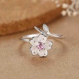 nihaojewelry fashion pink flower zircon open adjustable ring wholesale jewelrypicture14