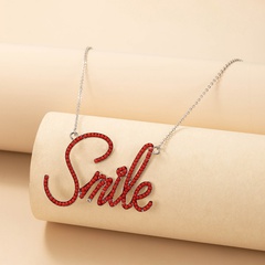 Nihaojewelry Simple Color Diamond Letter Smile Necklace Jewelry Wholesale