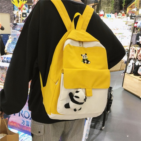 wholesale simple fashion panda pendant color matching canvas backpack nihaojewelry  NHAV382068's discount tags