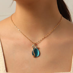Nihaojewelry wholesale jewelry simple opal pendent thin metal necklace