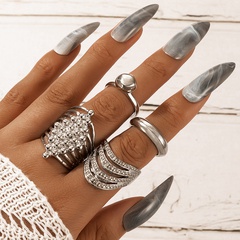 Nihaojewelry wholesale jewelry new silver beads geometric shape 4-piece set alloy ring