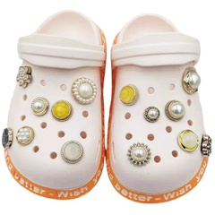 Nihaojewelry retro rhinestones flower gems pearls shoes buckle Wholesale Accessories