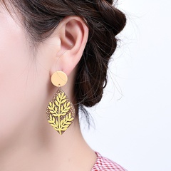 Nihaojewelry fashion embossed acrylic simulation leaf earrings wholesale jewelry