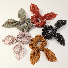 Nihaojewelry joyería al por mayor nueva tela floral oreja de conejo lazo anudado pelo Scrunchies