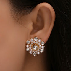 Nihaojewelry fashion alloy color diamond flower earrings wholesale jewelry