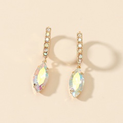 Nihaojewelry simple alloy glass diamond drop-shaped long earrings wholesale jewelry