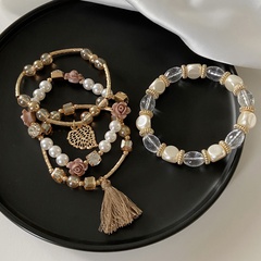 Grenz überschreitende Modeschmuck Europäische und amerikanische Retro-Acryl perlen Mehr schicht iges Perlen armband Personal isiertes hand gefertigtes Quasten armband