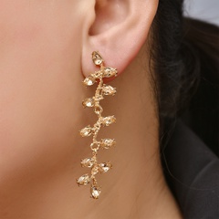 Nihaojewelry fashion alloy inlaid gemstones geometric long earrings wholesale jewelry