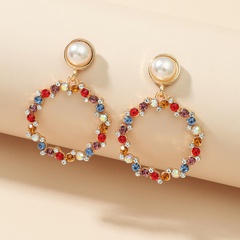 Nihaojewelry Mode diamantbesetzte runde Ohrringe Großhandel Schmuck
